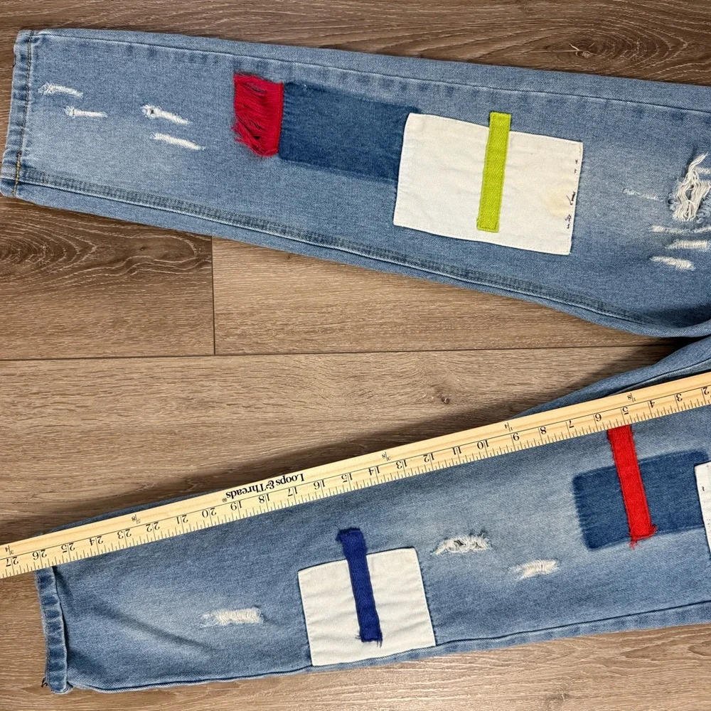 Selvage Denim Custom Patchwork Straight Leg Jeans - Picture 10 of 11